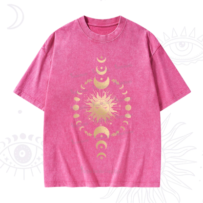 Purplehecate Celestial Sun & Moon Phases Washed T-Shirt