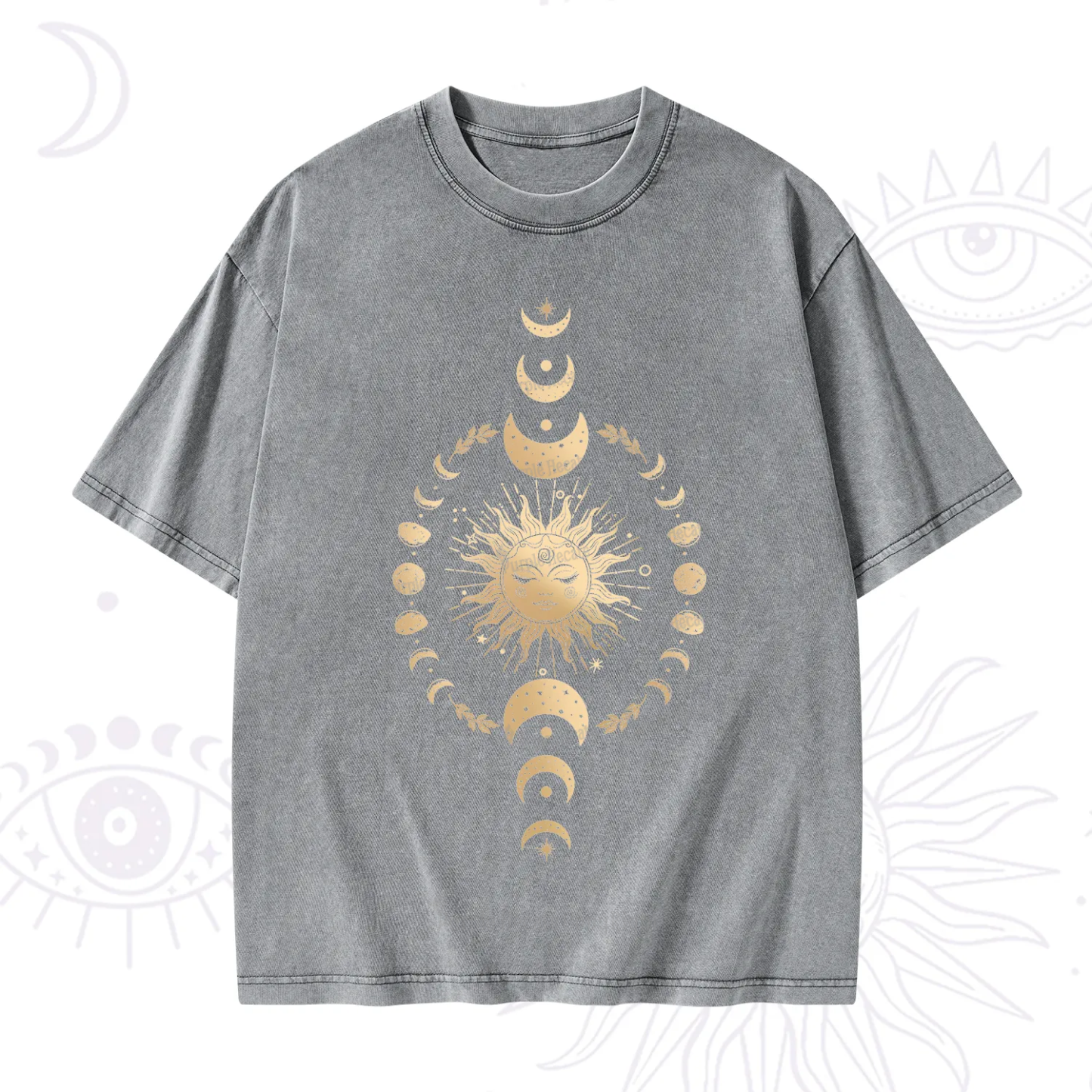 Purplehecate Celestial Sun & Moon Phases Washed T-Shirt