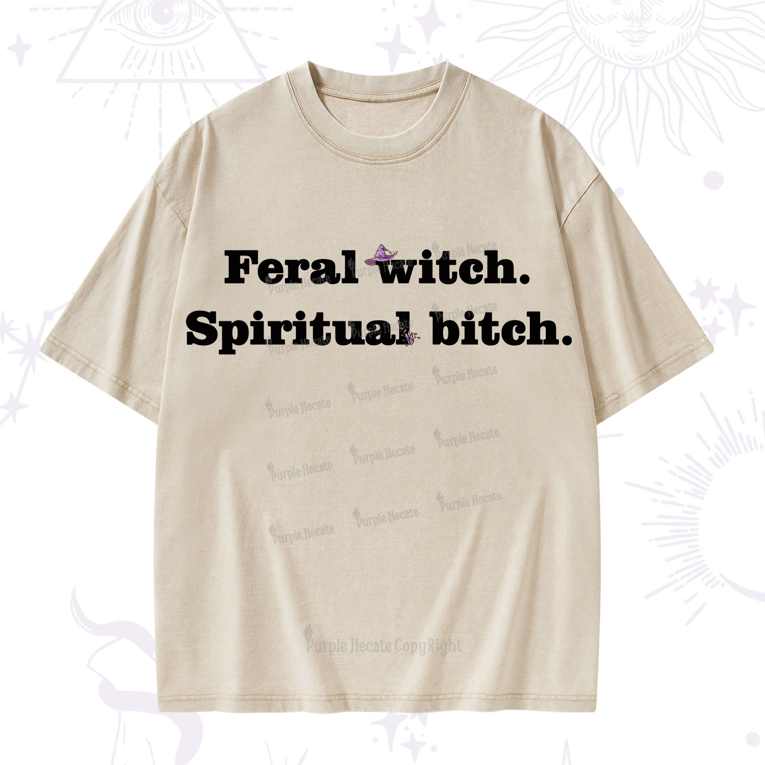 Purplehecate Feral Witch Spiritual Bitch Washed T-Shirt