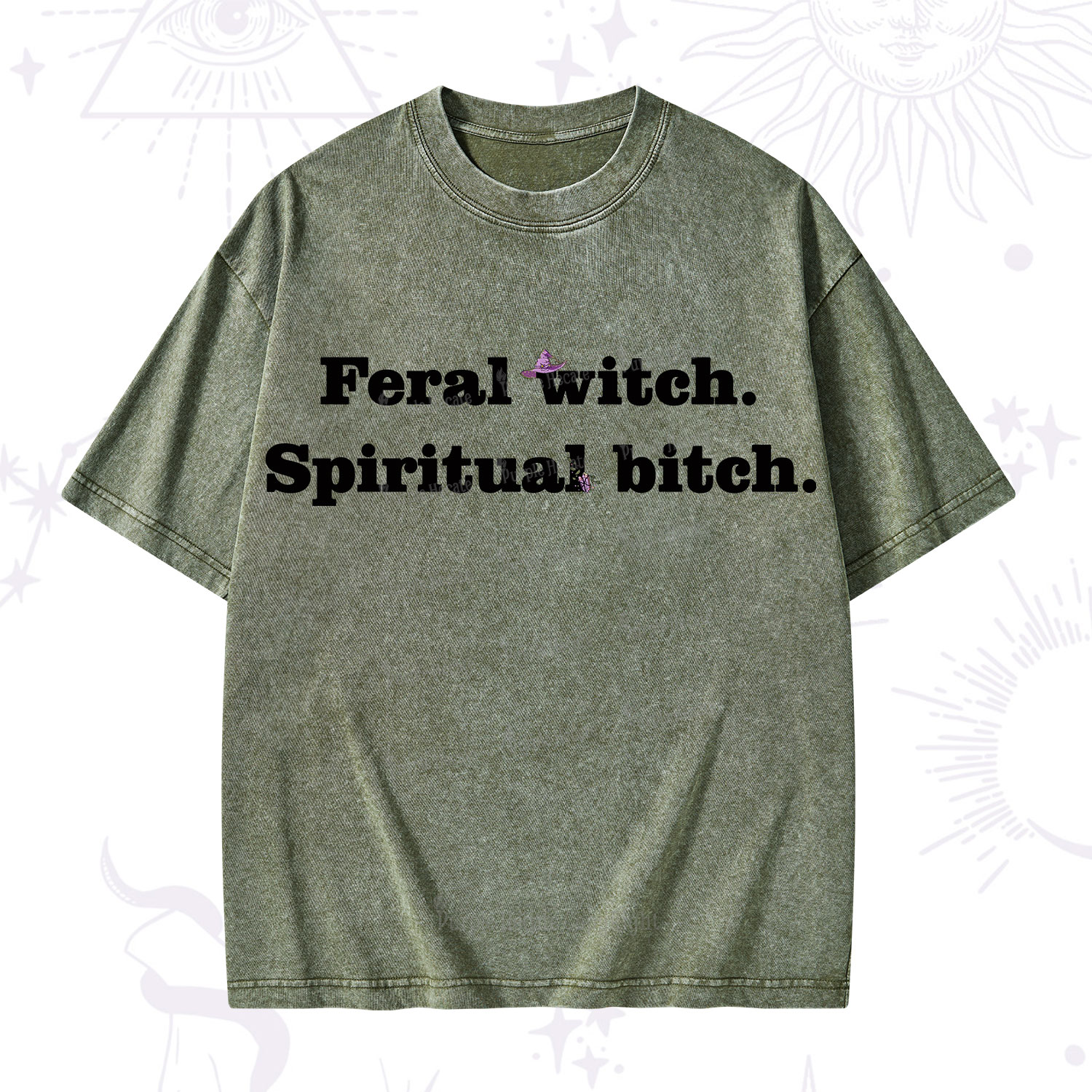 Purplehecate Feral Witch Spiritual Bitch Washed T-Shirt