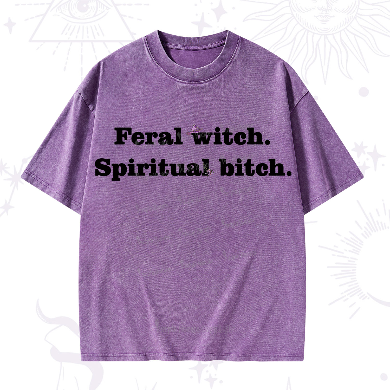Purplehecate Feral Witch Spiritual Bitch Washed T-Shirt