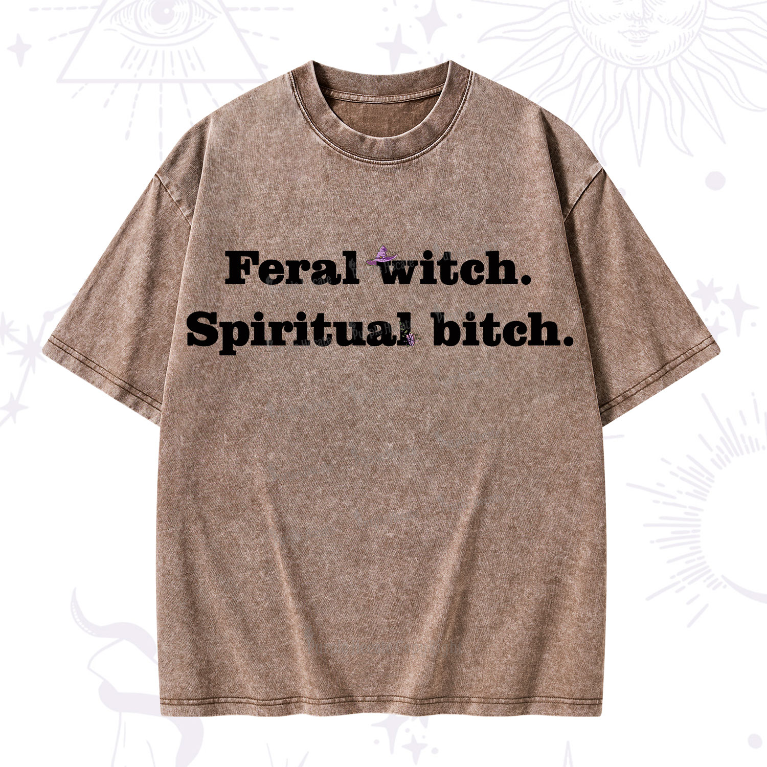 Purplehecate Feral Witch Spiritual Bitch Washed T-Shirt