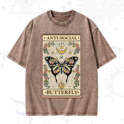 Purplehecate The Anti Social Nutterfly Oracle Card Washed T-Shirt