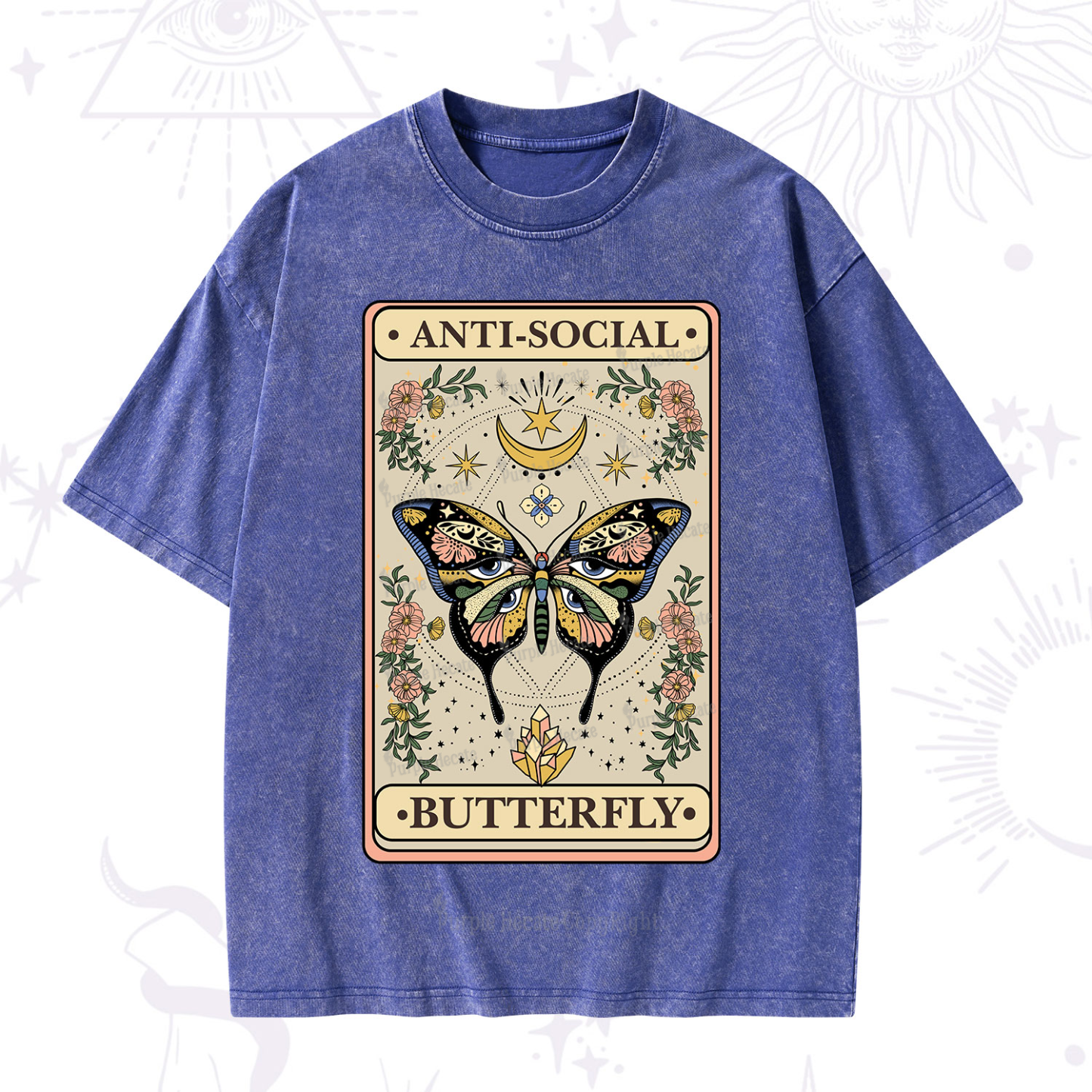 Purplehecate The Anti Social Nutterfly Oracle Card Washed T-Shirt