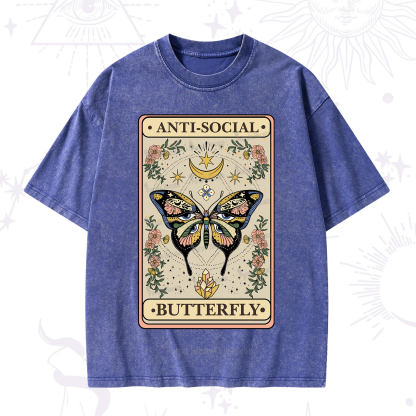 Purplehecate The Anti Social Nutterfly Oracle Card Washed T-Shirt