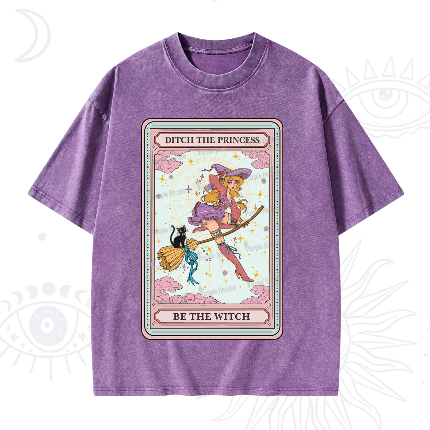 Purplehecate The Ditch The Princess Be The Witch Oracle Card Washed T-Shirt