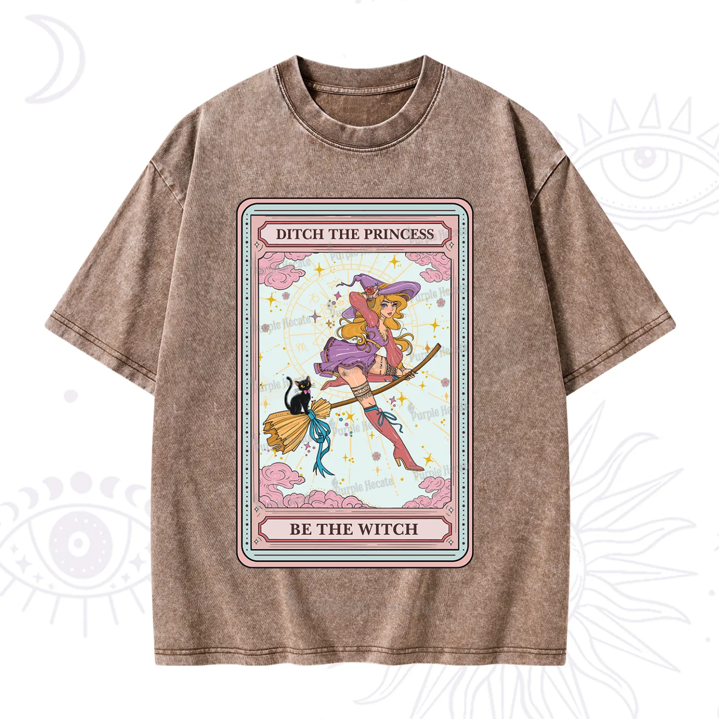 Purplehecate The Ditch The Princess Be The Witch Oracle Card Washed T-Shirt