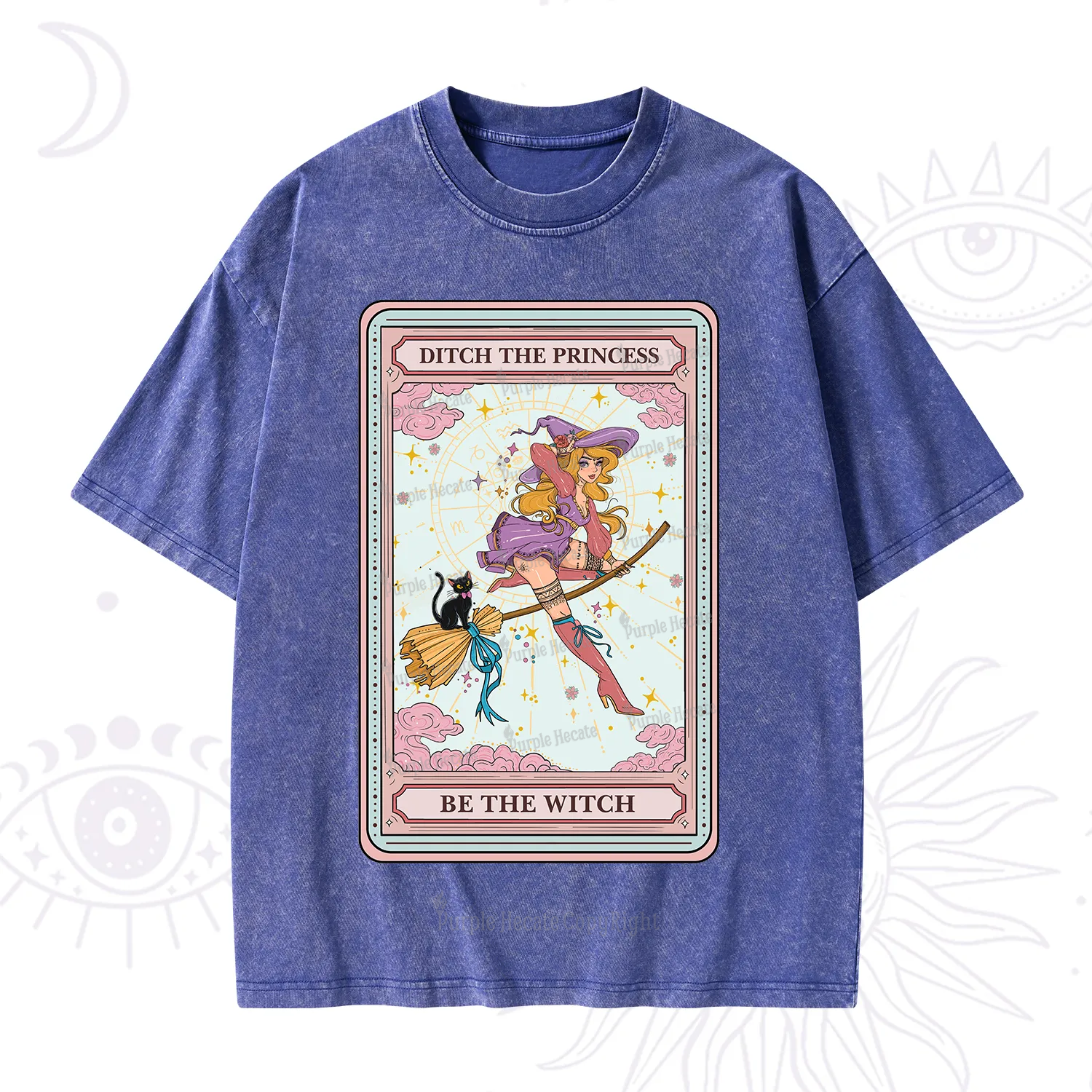 Purplehecate The Ditch The Princess Be The Witch Oracle Card Washed T-Shirt