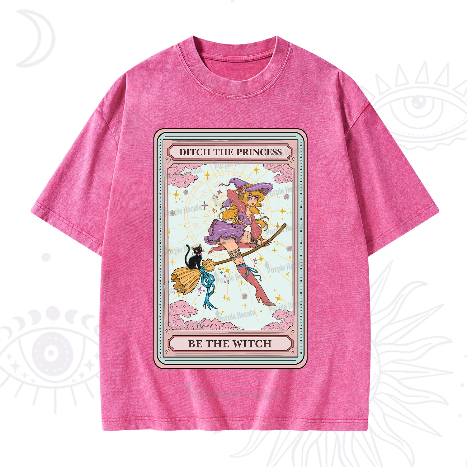 Purplehecate The Ditch The Princess Be The Witch Oracle Card Washed T-Shirt