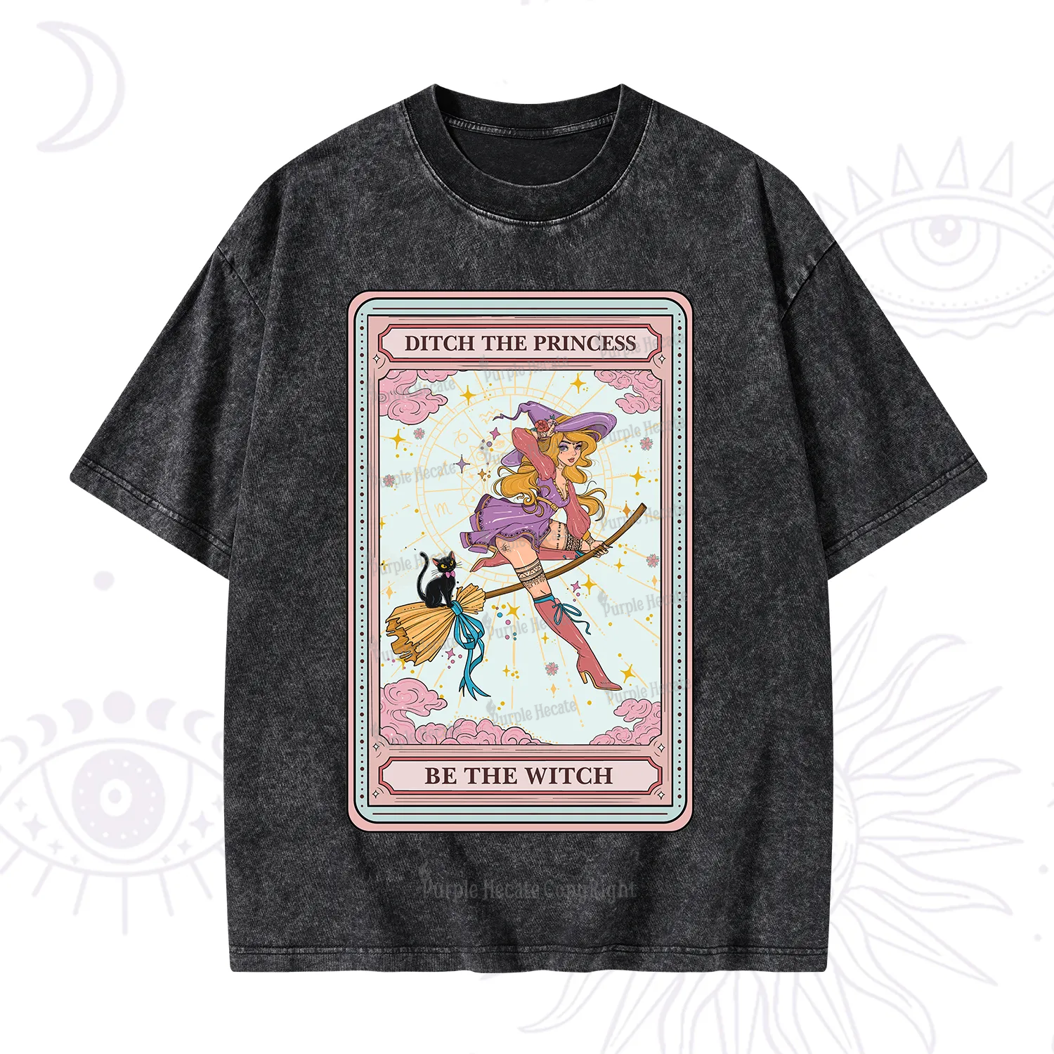 Purplehecate The Ditch The Princess Be The Witch Oracle Card Washed T-Shirt