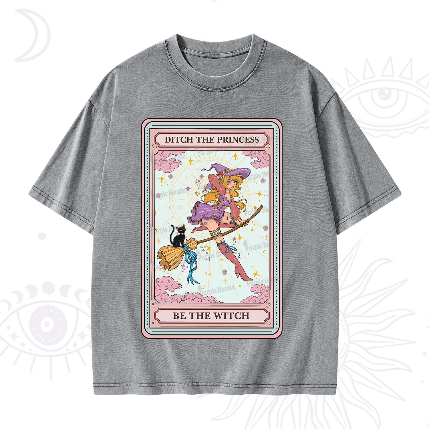 Purplehecate The Ditch The Princess Be The Witch Oracle Card Washed T-Shirt