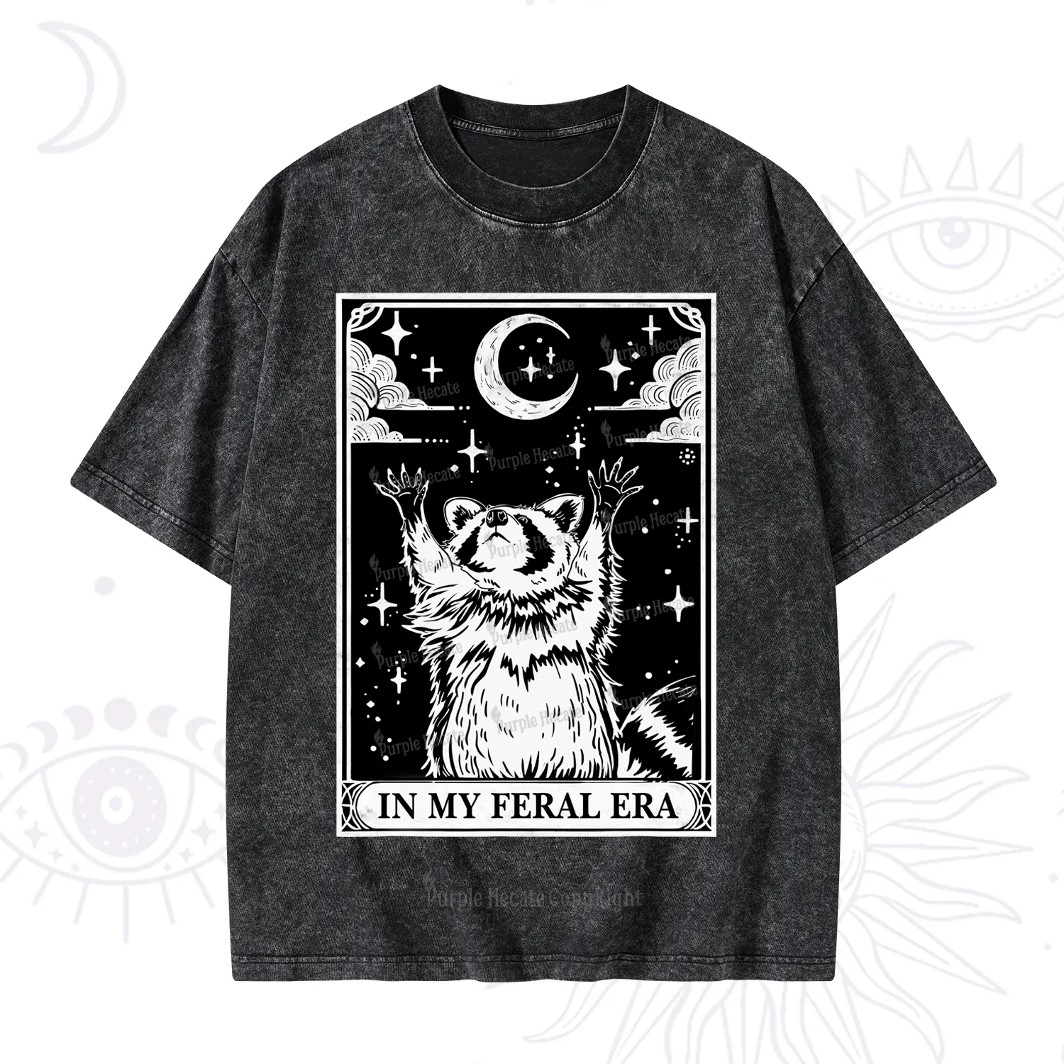 Purplehecate The In My Feral Era Oracle Card Washed T-Shirt