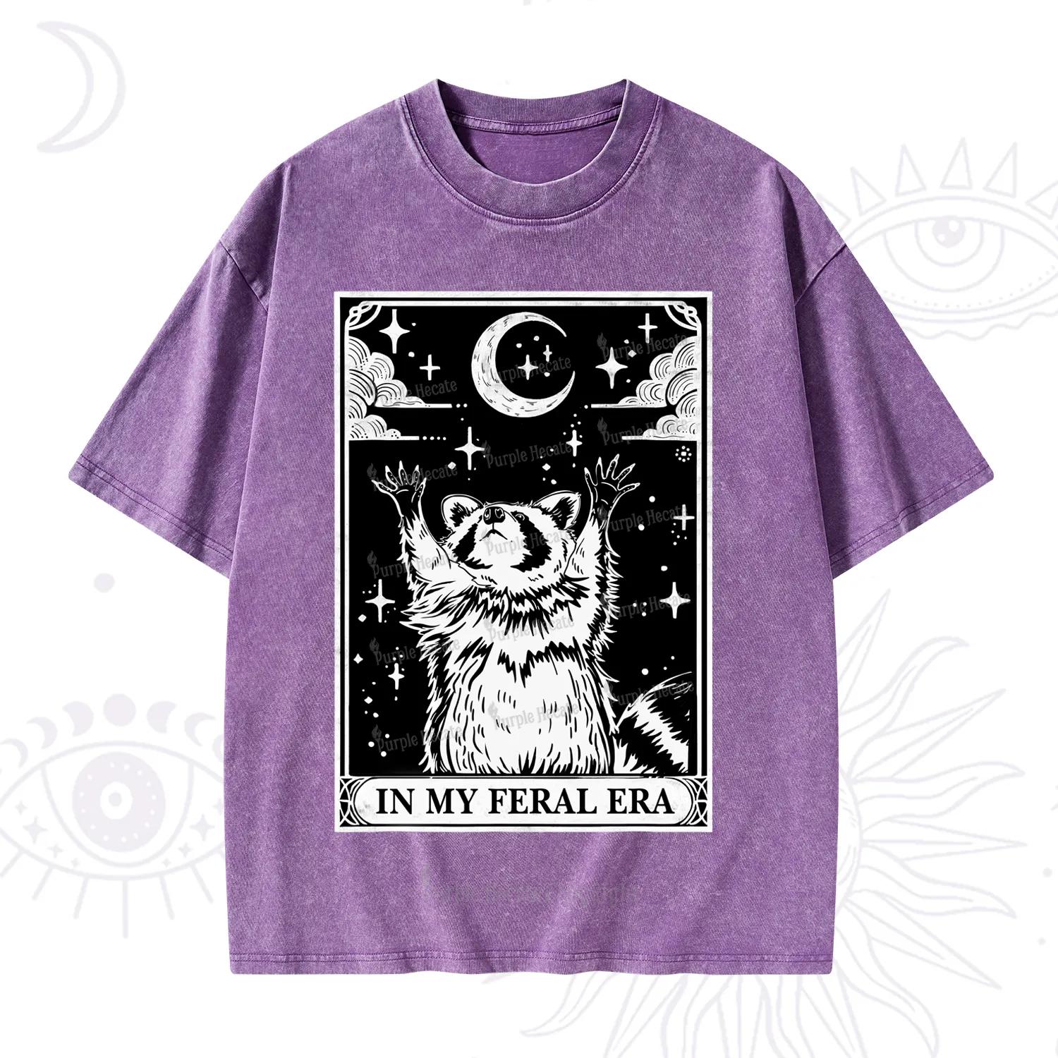 Purplehecate The In My Feral Era Oracle Card Washed T-Shirt