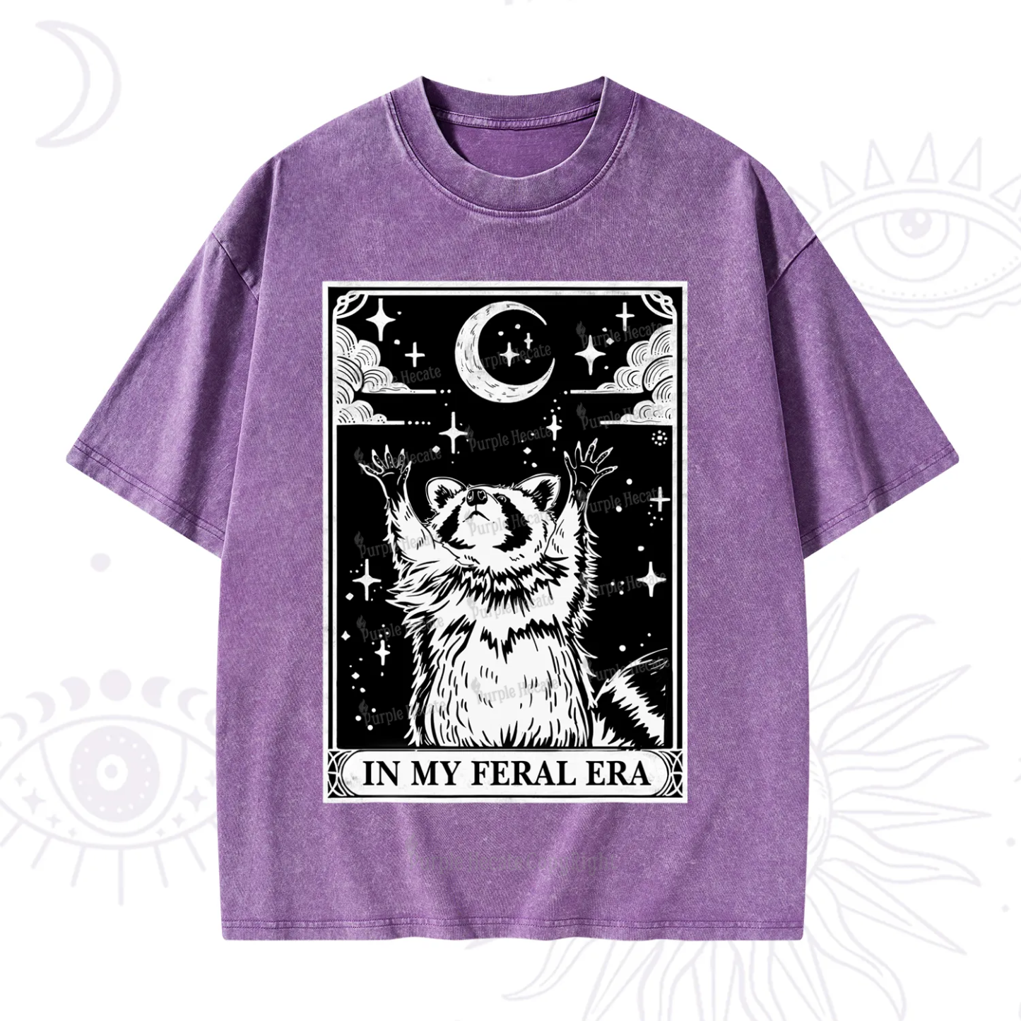 Purplehecate The In My Feral Era Oracle Card Washed T-Shirt