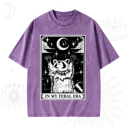 Purplehecate The In My Feral Era Oracle Card Washed T-Shirt