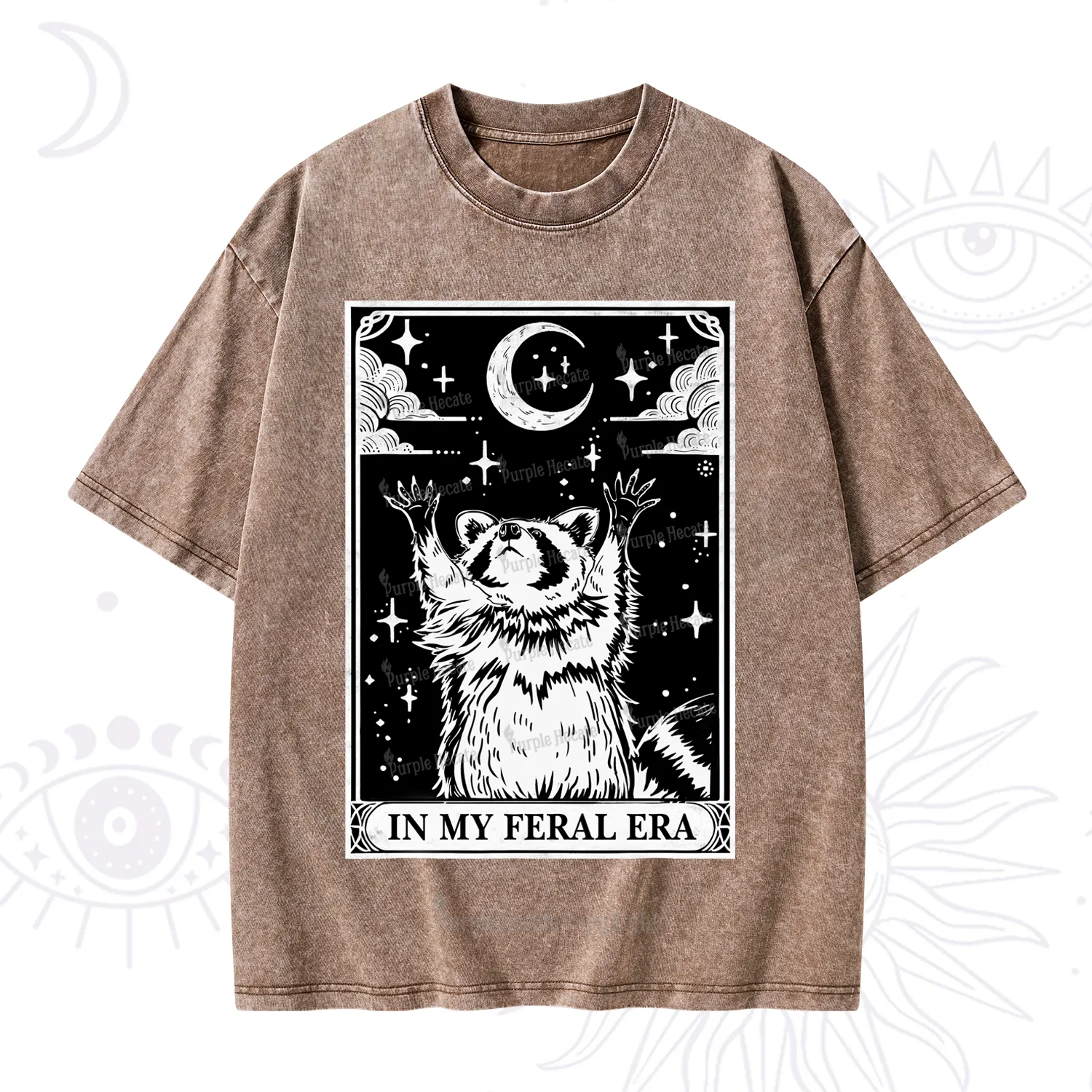 Purplehecate The In My Feral Era Oracle Card Washed T-Shirt