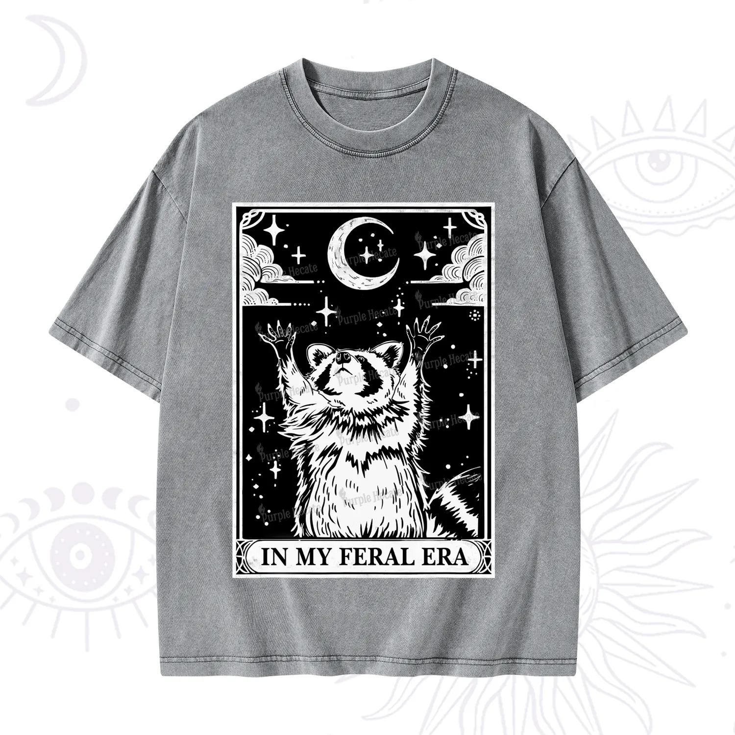 Purplehecate The In My Feral Era Oracle Card Washed T-Shirt