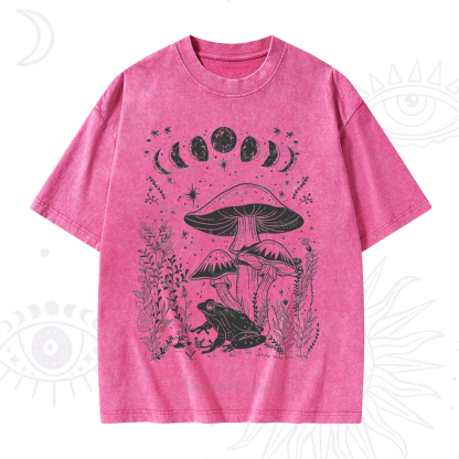 Purplehecate Celestial Frog Mushrooms Washed T-Shirt