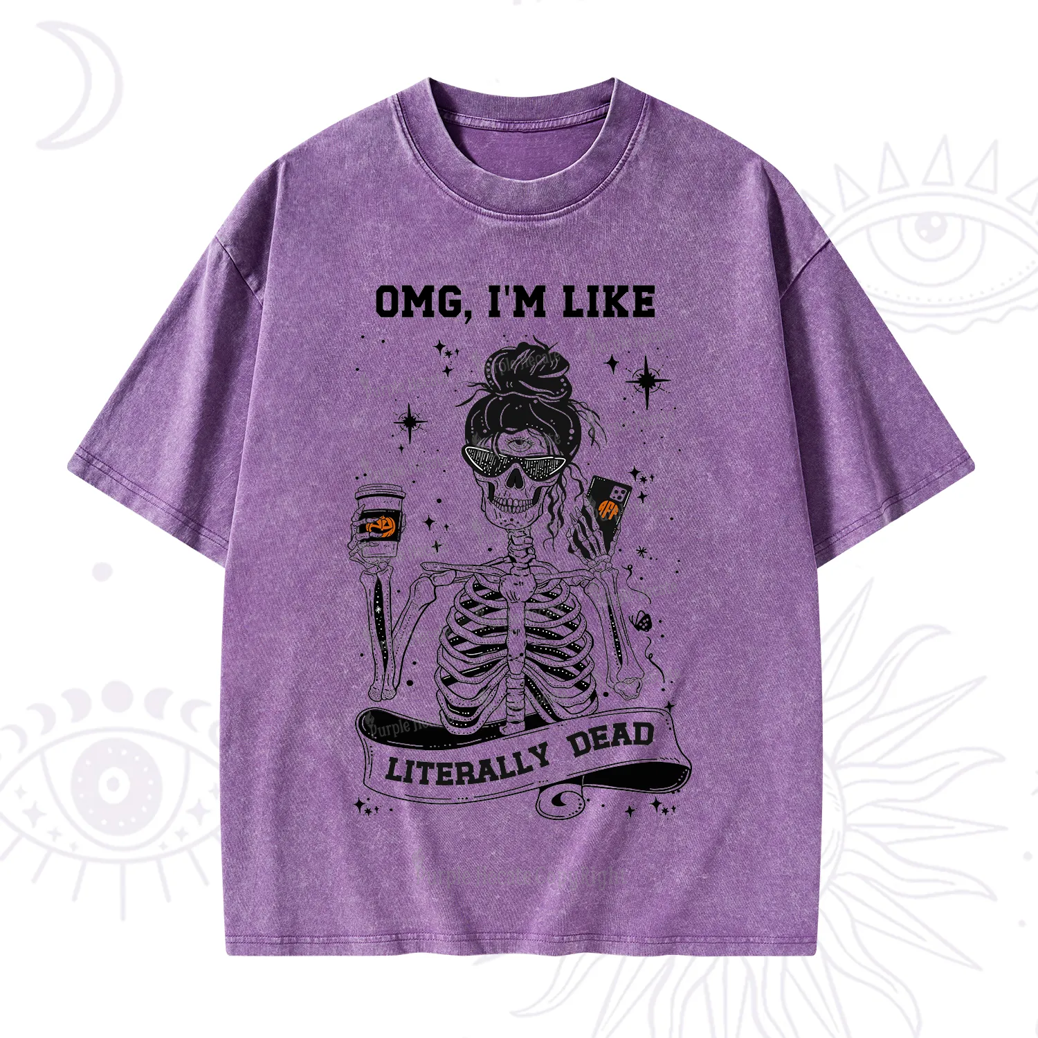 Purplehecate Omg I'm Like Literally Dead Halloween Washed T-Shirt