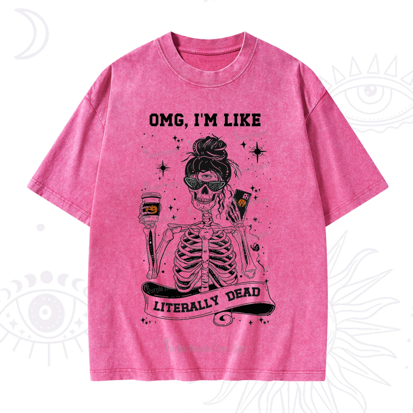 Purplehecate Omg I'm Like Literally Dead Halloween Washed T-Shirt