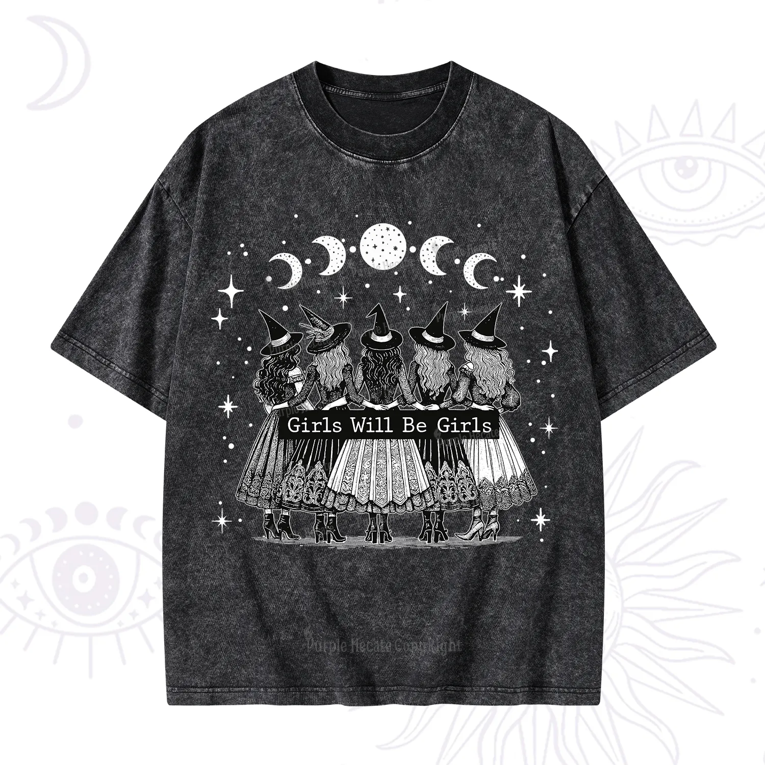 Purplehecate Girls Will Be Girls Witch Power Washed T-Shirt