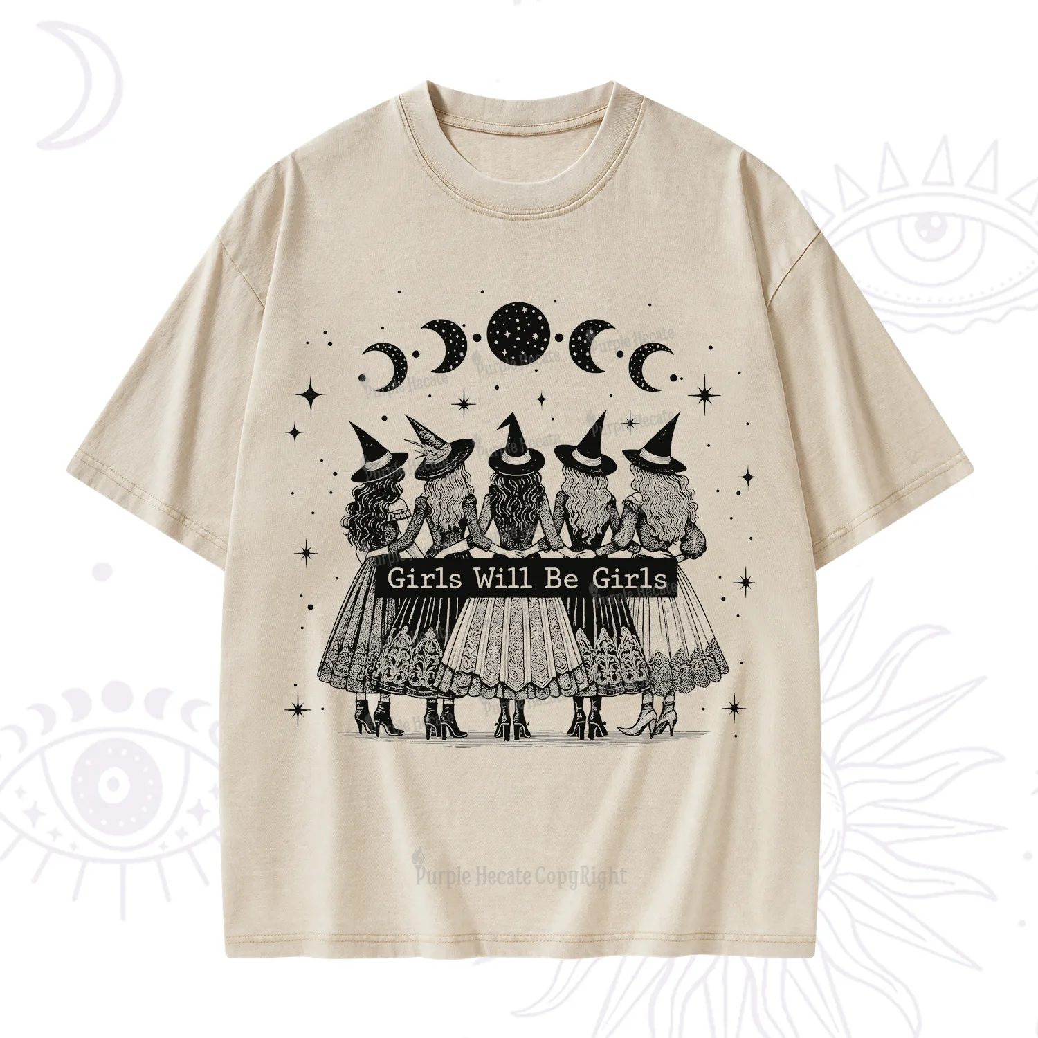 Purplehecate Girls Will Be Girls Witch Power Washed T-Shirt