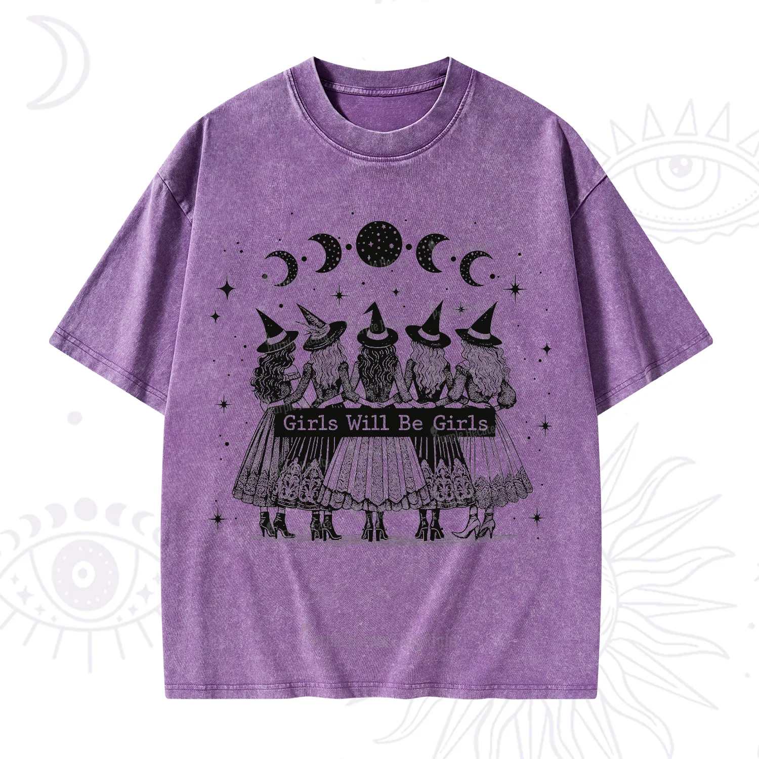 Purplehecate Girls Will Be Girls Witch Power Washed T-Shirt