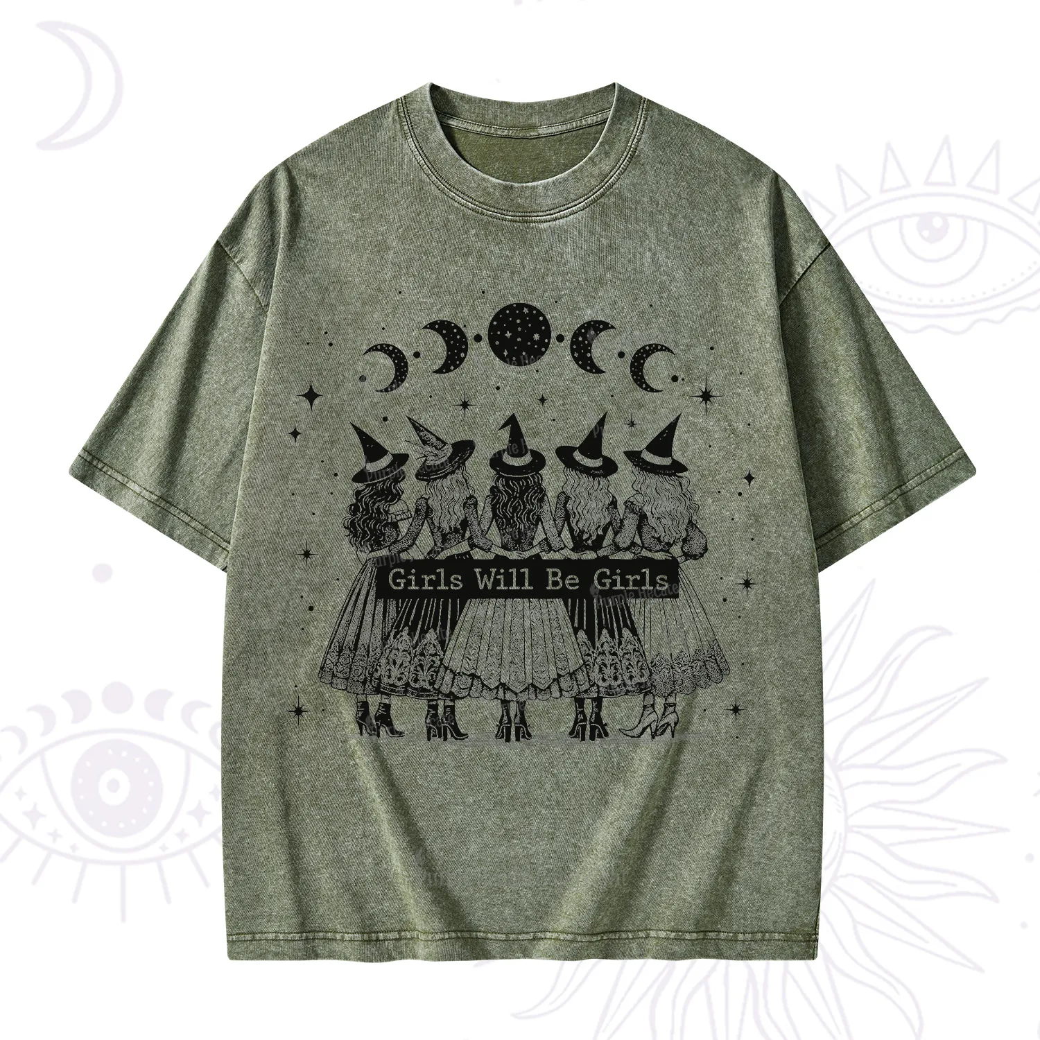 Purplehecate Girls Will Be Girls Witch Power Washed T-Shirt