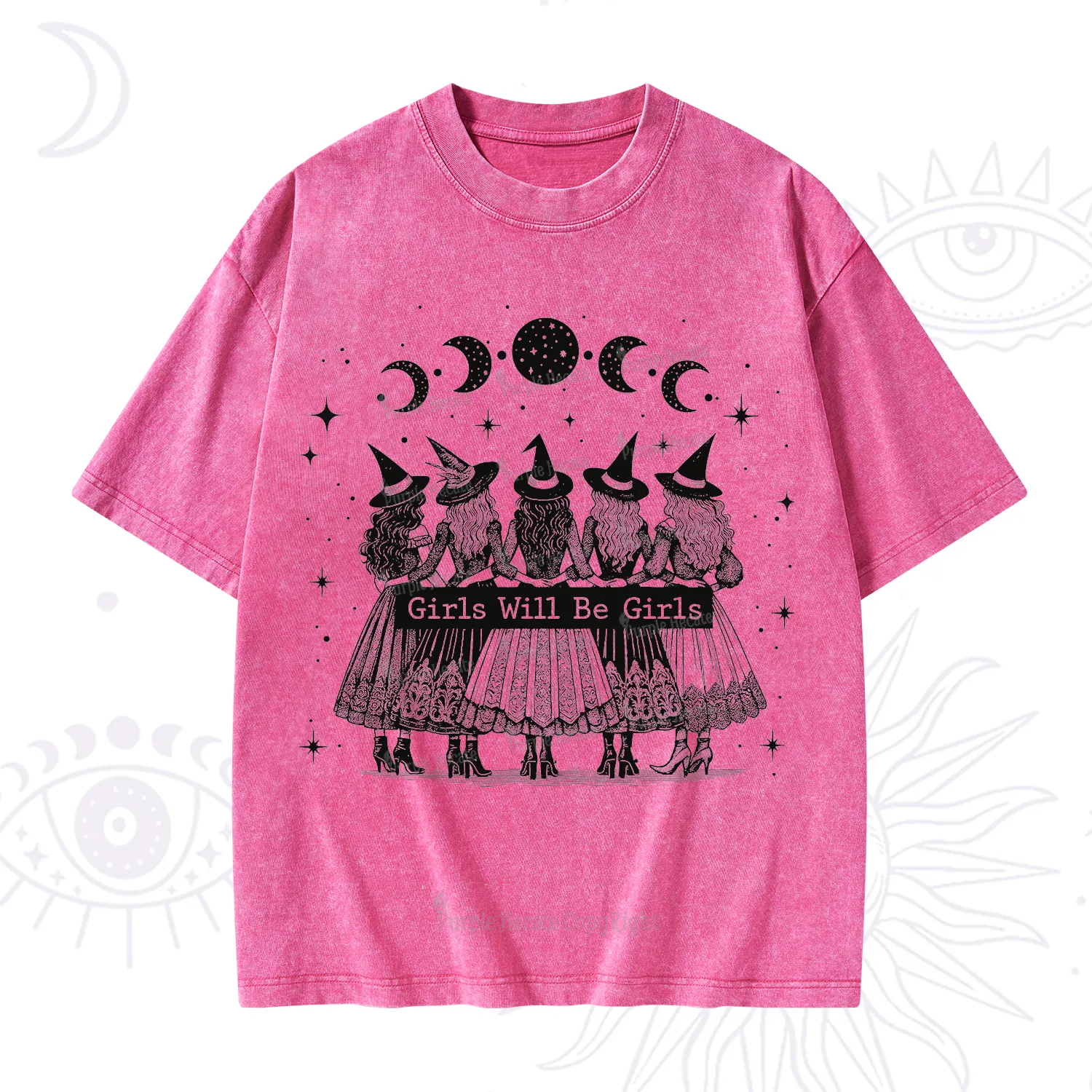 Purplehecate Girls Will Be Girls Witch Power Washed T-Shirt