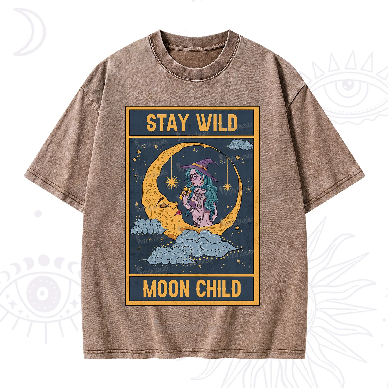 Purplehecate The Stay Wild Moon Child Oracle Card Washed T-Shirt