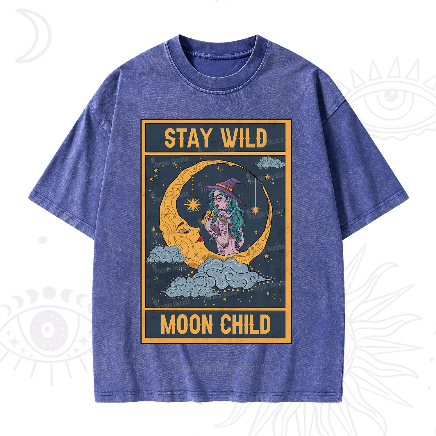 Purplehecate The Stay Wild Moon Child Oracle Card Washed T-Shirt