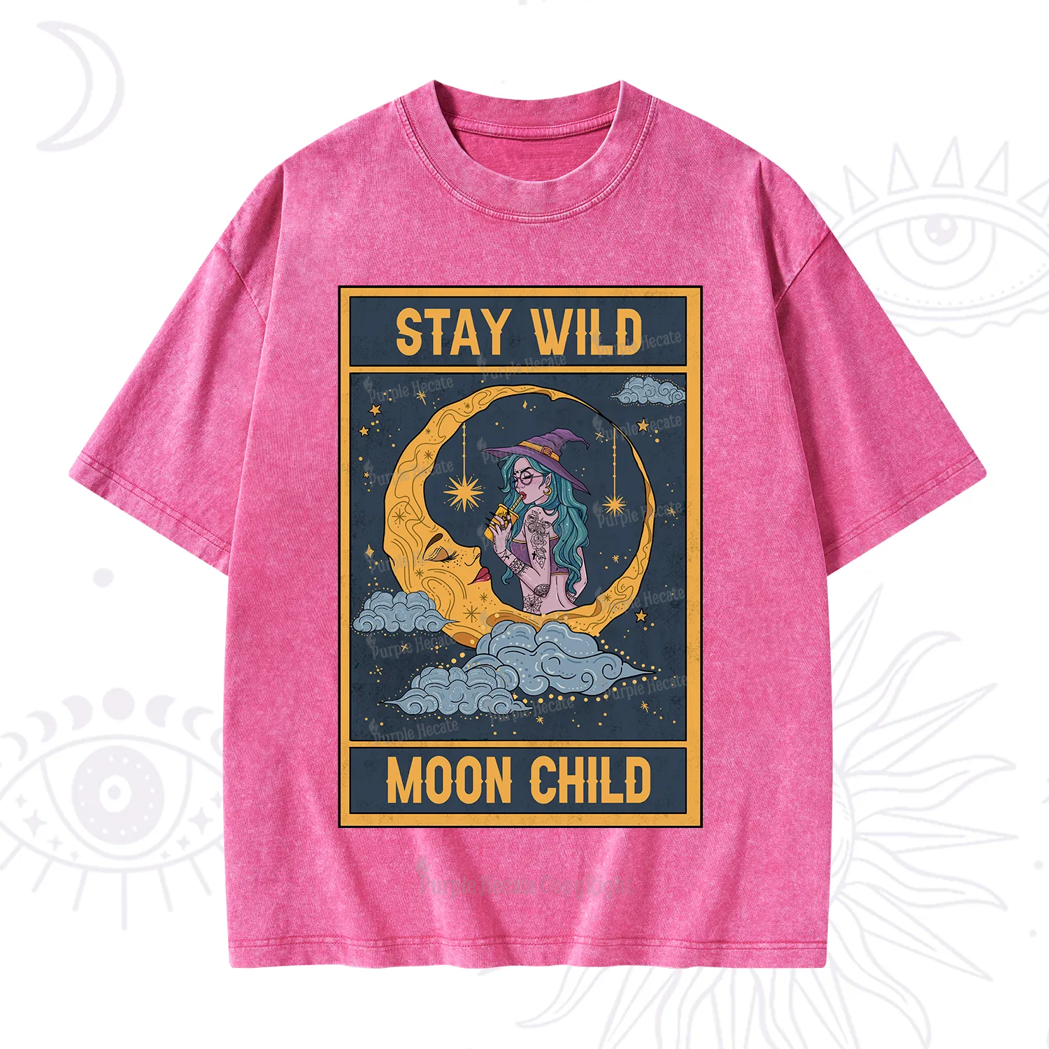Purplehecate The Stay Wild Moon Child Oracle Card Washed T-Shirt
