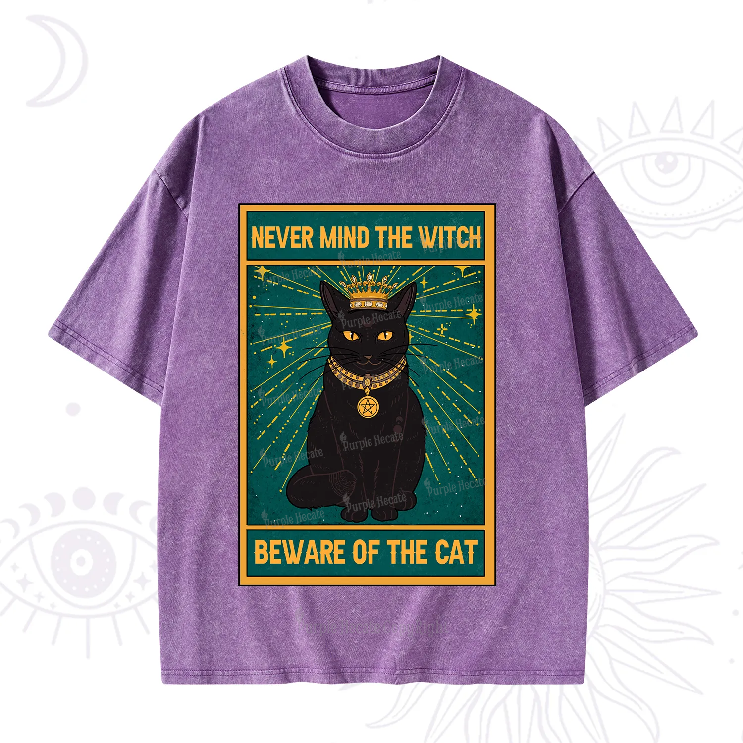 Purplehecate The Never Mind The Witch Beware Of The Cat Oracle Card Washed T-Shirt