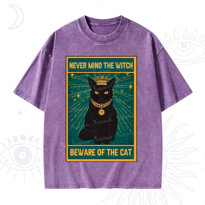 Purplehecate The Never Mind The Witch Beware Of The Cat Oracle Card Washed T-Shirt