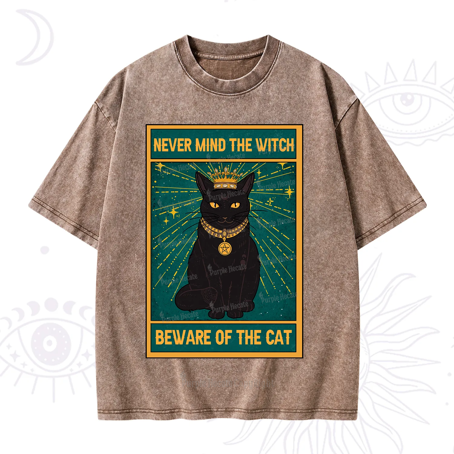 Purplehecate The Never Mind The Witch Beware Of The Cat Oracle Card Washed T-Shirt