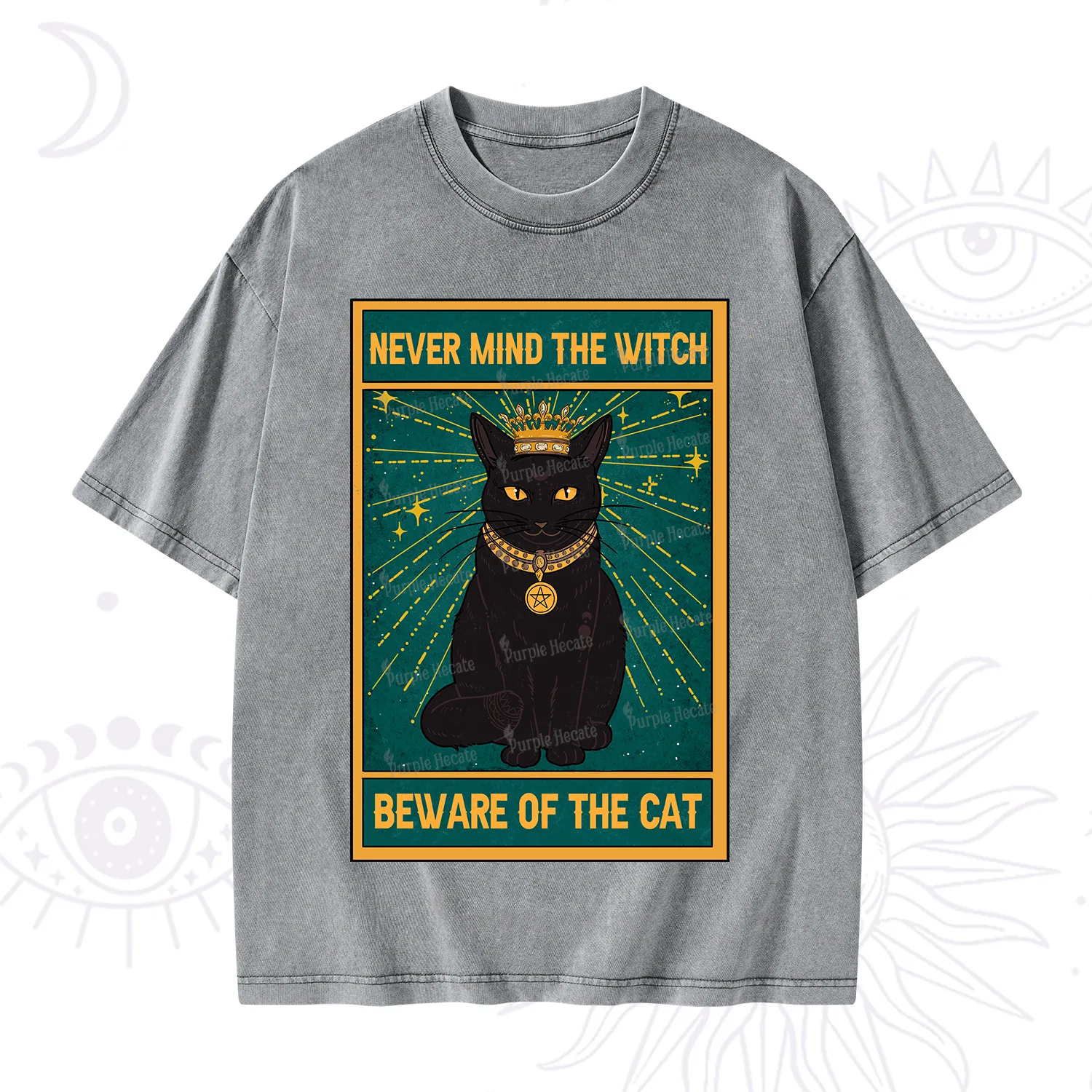 Purplehecate The Never Mind The Witch Beware Of The Cat Oracle Card Washed T-Shirt