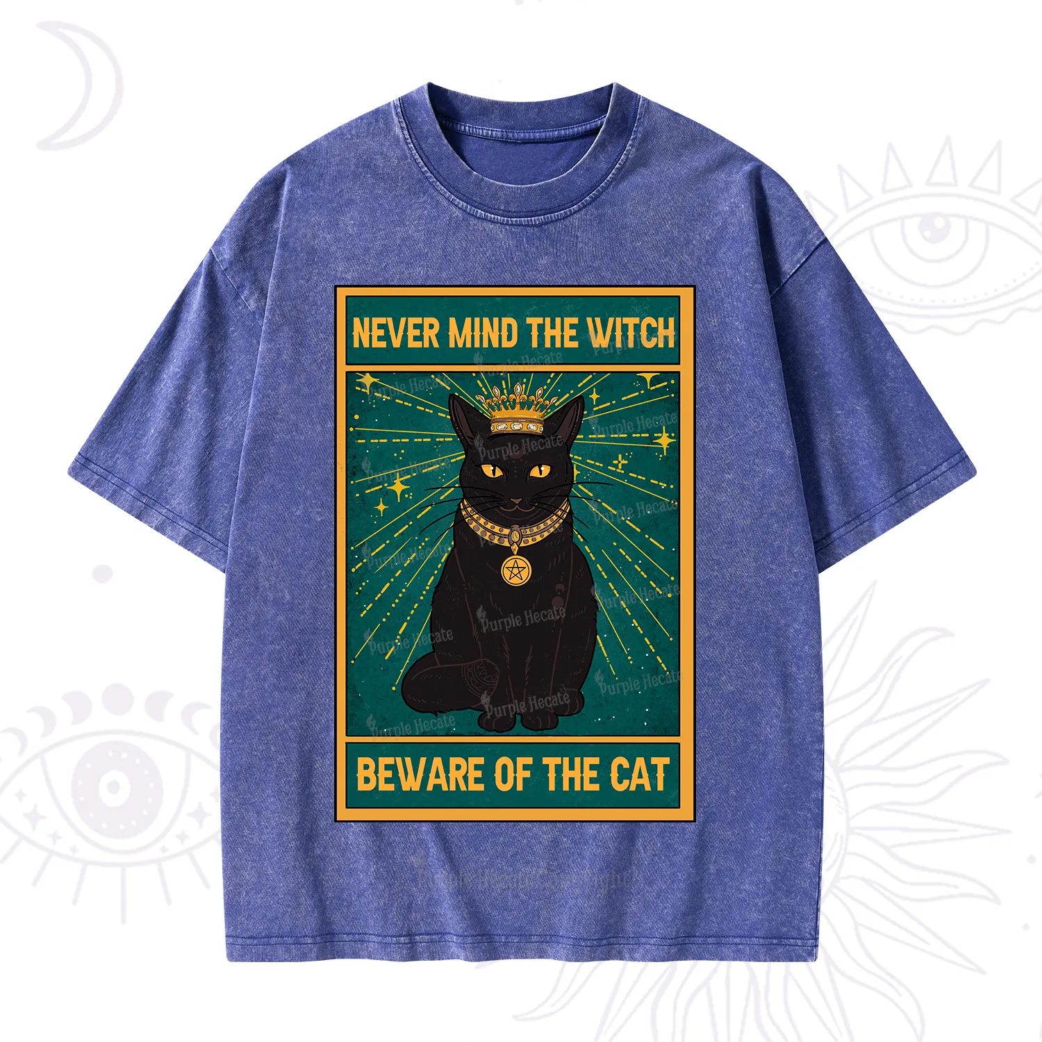 Purplehecate The Never Mind The Witch Beware Of The Cat Oracle Card Washed T-Shirt