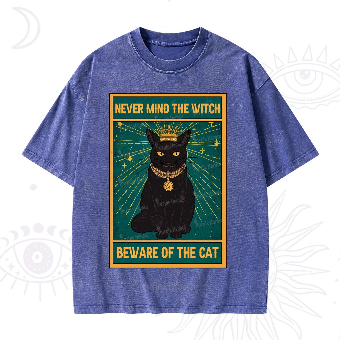 Purplehecate The Never Mind The Witch Beware Of The Cat Oracle Card Washed T-Shirt