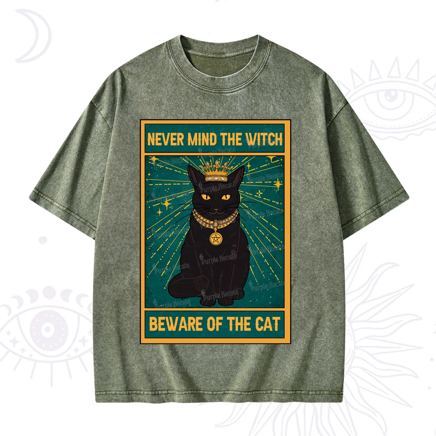 Purplehecate The Never Mind The Witch Beware Of The Cat Oracle Card Washed T-Shirt