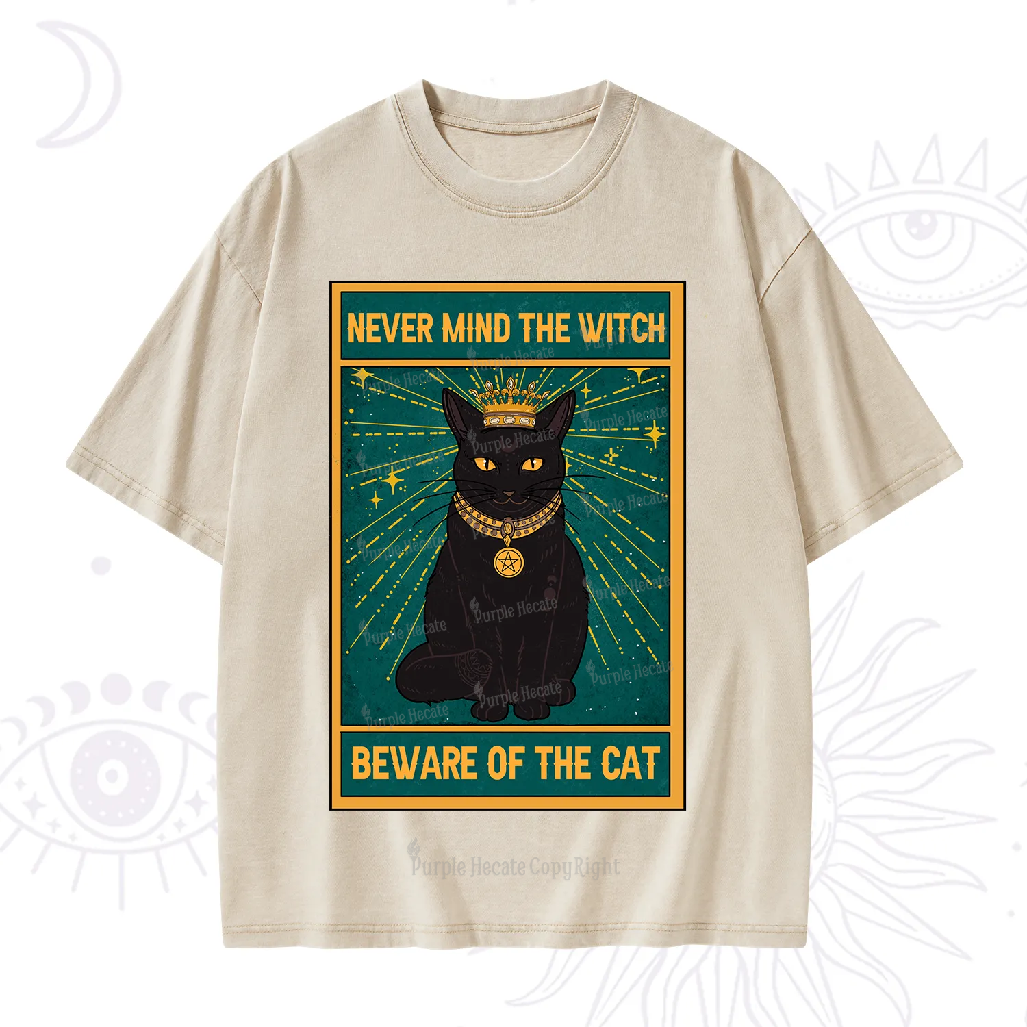 Purplehecate The Never Mind The Witch Beware Of The Cat Oracle Card Washed T-Shirt
