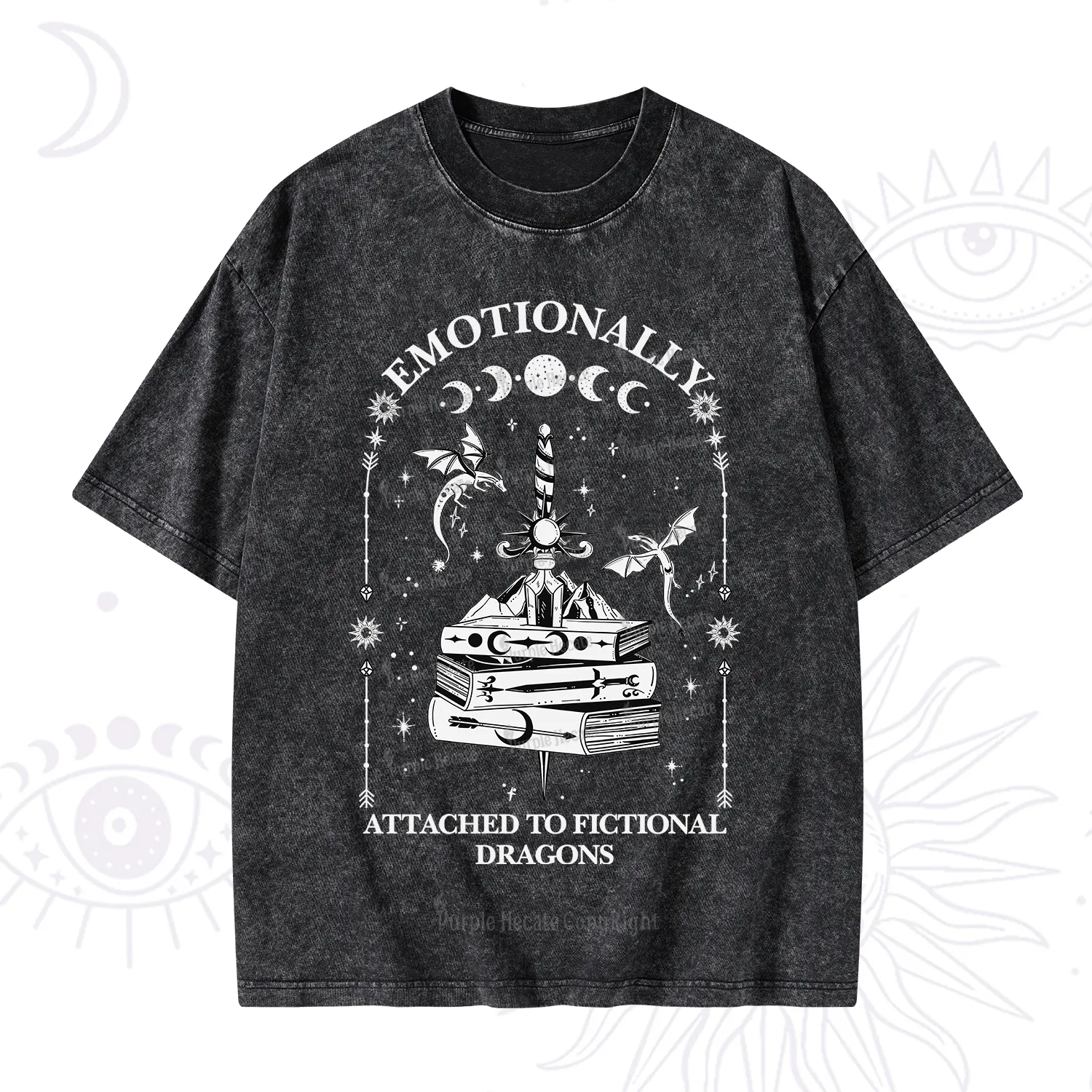 Purplehecate Emotionally Attached to Fictional Dragons Washed T-Shirt