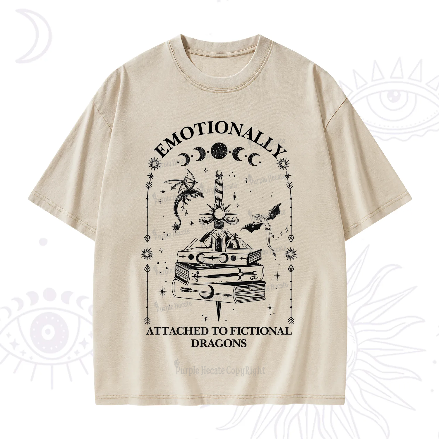 Purplehecate Emotionally Attached to Fictional Dragons Washed T-Shirt