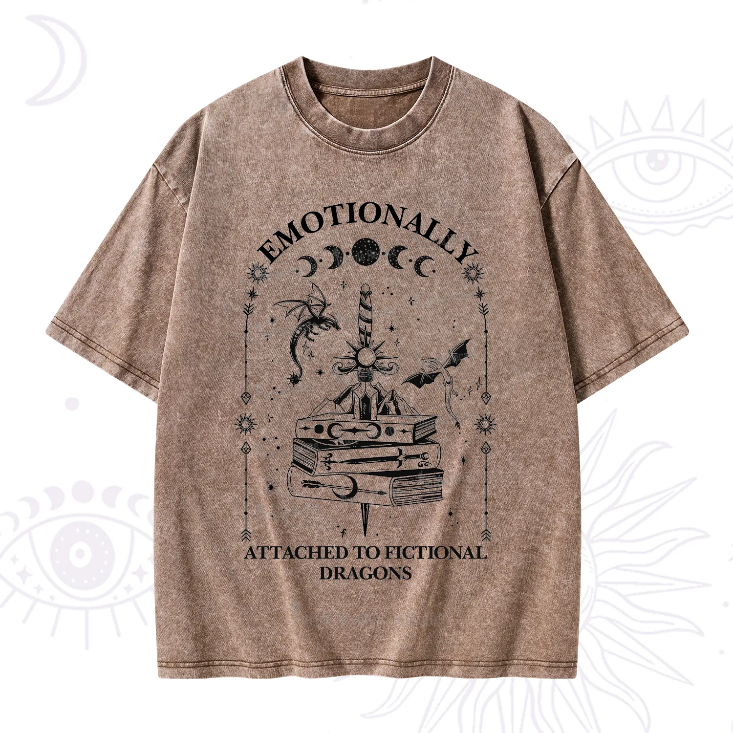 Purplehecate Emotionally Attached to Fictional Dragons Washed T-Shirt