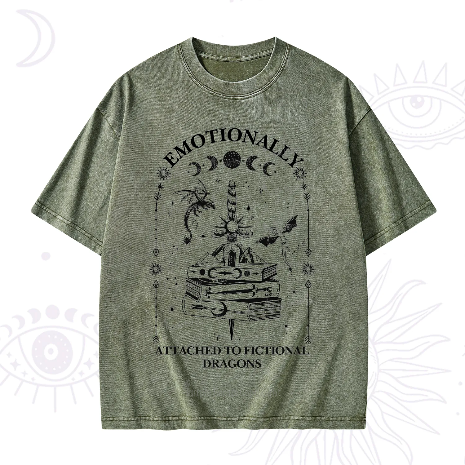 Purplehecate Emotionally Attached to Fictional Dragons Washed T-Shirt