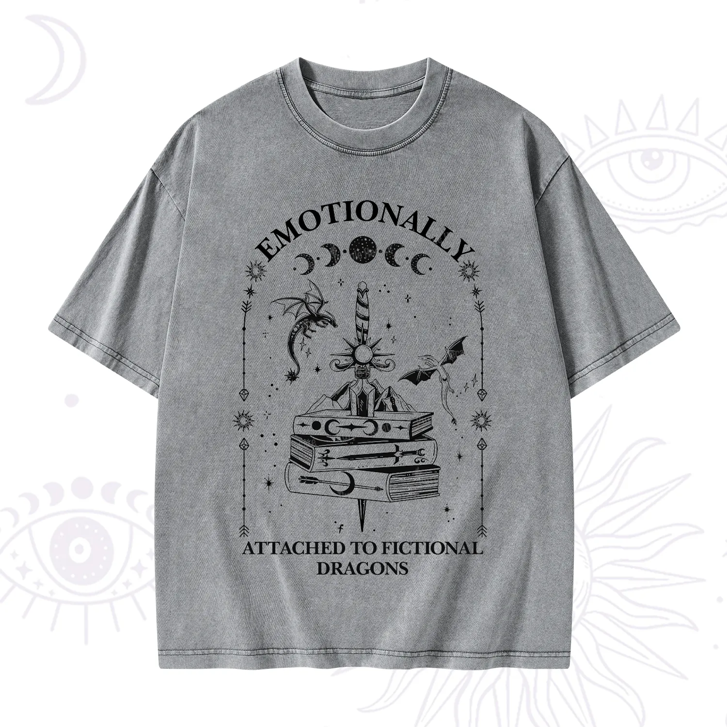 Purplehecate Emotionally Attached to Fictional Dragons Washed T-Shirt