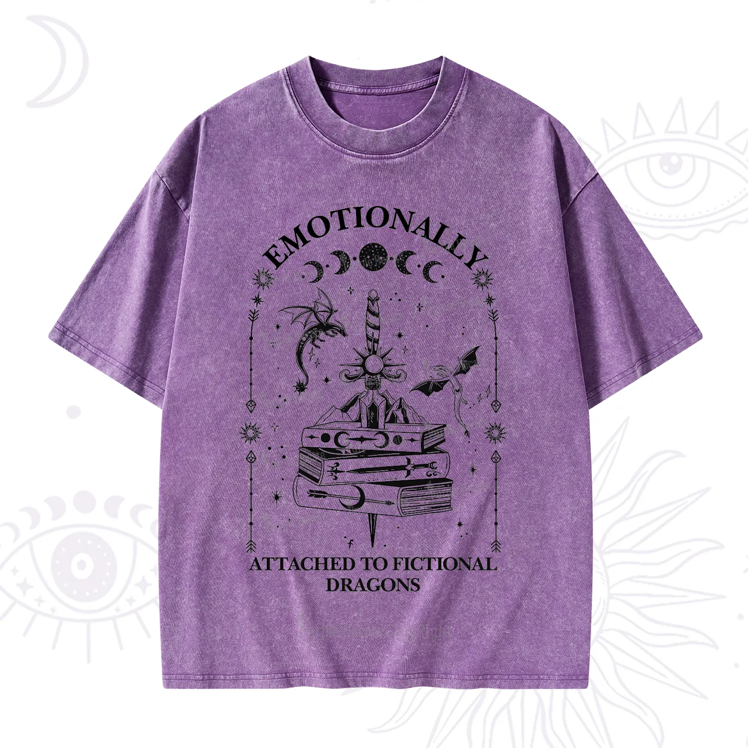 Purplehecate Emotionally Attached to Fictional Dragons Washed T-Shirt