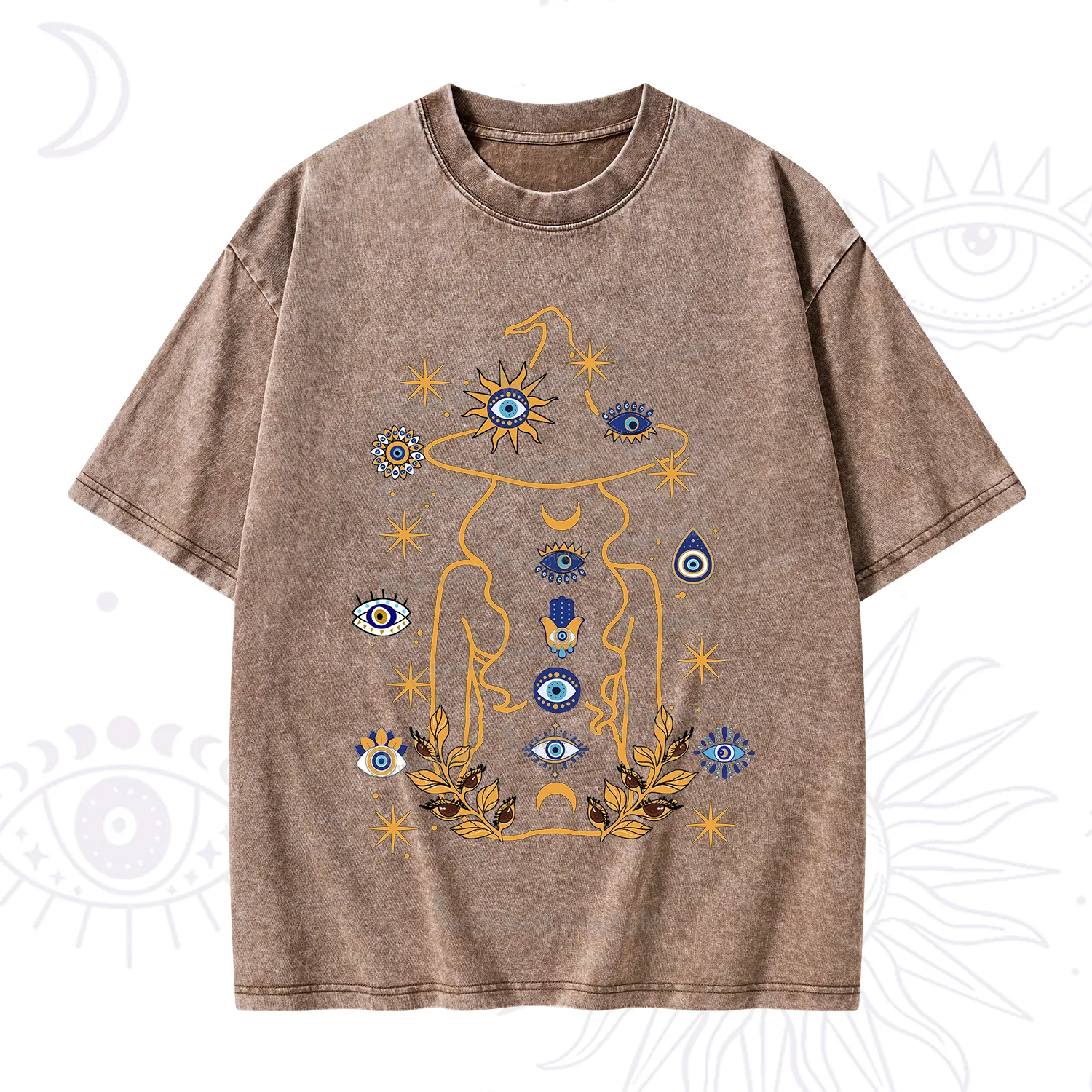 Purplehecate Evil Eye Woman Back Washed T-Shirt