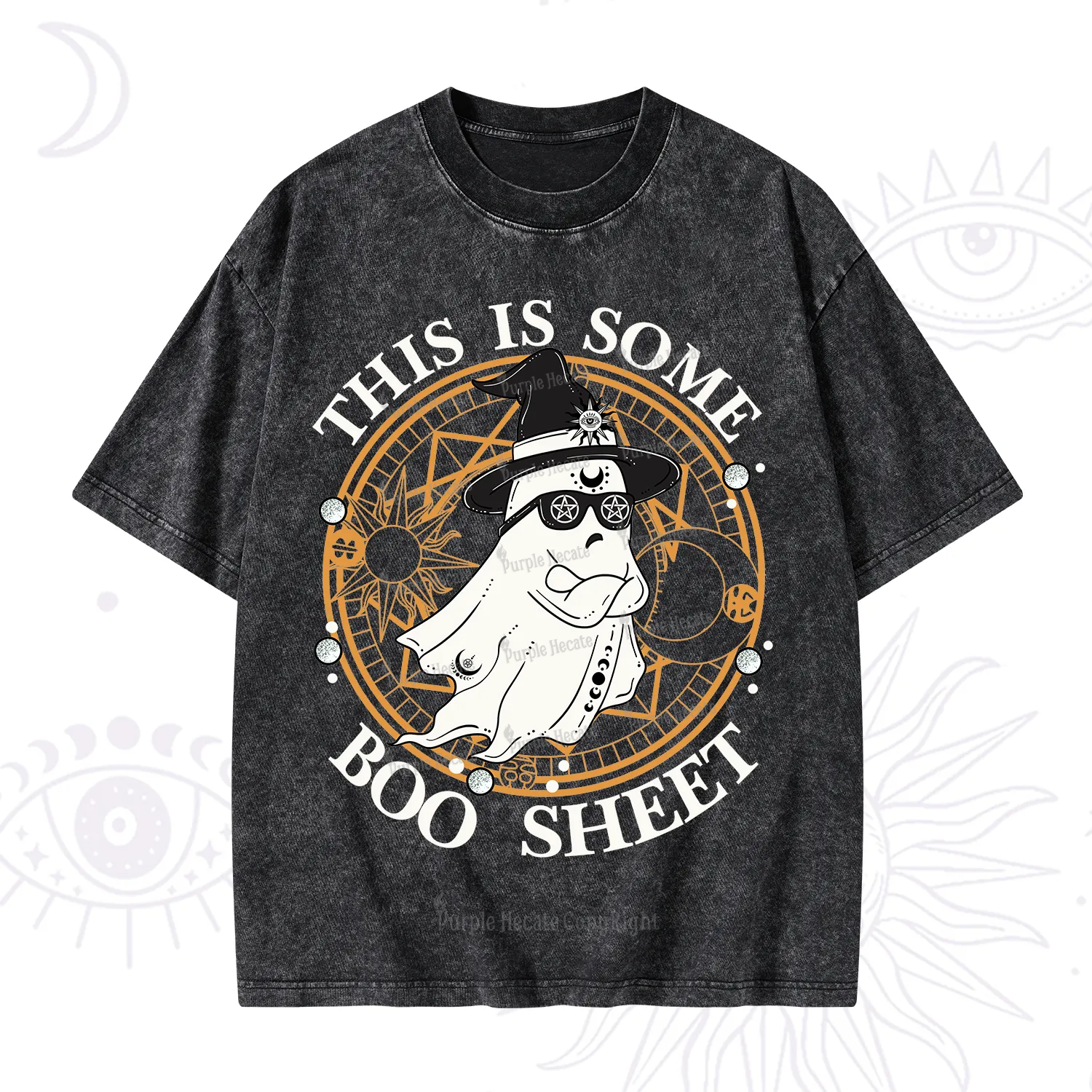 Purplehecate This Is Some Boo Sheet Halloween Washed T-Shirt