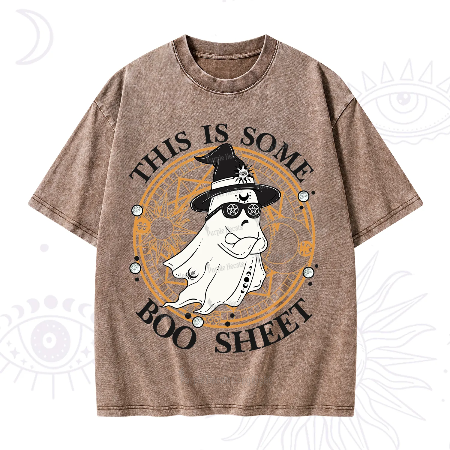 Purplehecate This Is Some Boo Sheet Halloween Washed T-Shirt