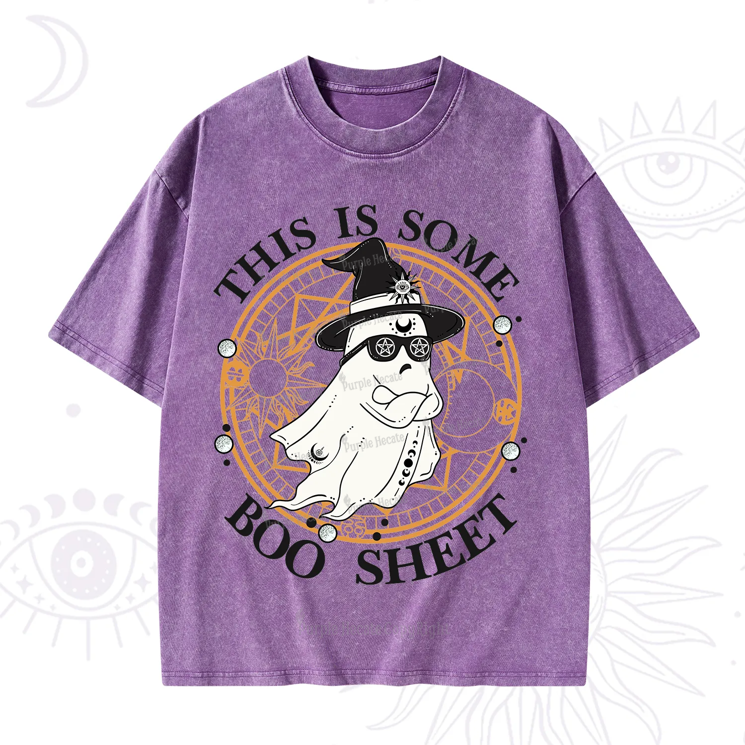 Purplehecate This Is Some Boo Sheet Halloween Washed T-Shirt